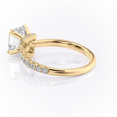 Inel de logodnă Vivienne din aur Galben 14kt cu moissanite tăietură asscher – Montură pavé rafinată pentru profil înalt | Personalizează și configurează gratuit online [4]