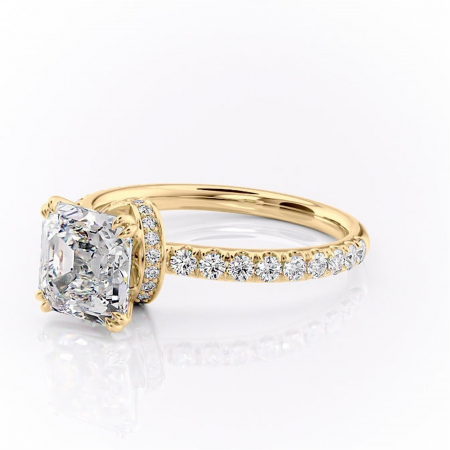 Inel de logodnă Vivienne din aur Galben 14kt cu moissanite tăietură asscher – Montură pavé rafinată pentru profil înalt | Personalizează și configurează gratuit online [6]