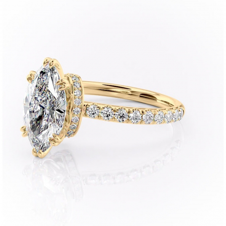 Inel de logodnă Vivienne din aur Galben 14kt cu moissanite tăietură marquise – Montură pavé rafinată pentru profil înalt | Personalizează și configurează gratuit online [6]