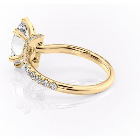 Inel de logodnă Vivienne din aur Galben 14kt cu moissanite tăietură marquise – Montură pavé rafinată pentru profil înalt | Personalizează și configurează gratuit online [4]