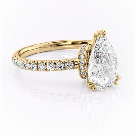Aur galben - Inel de logodnă Vivienne din aur Galben 18kt cu moissanite tăietură pară – Montură pavé rafinată pentru profil înalt | Personalizează și configurează gratuit online