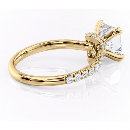 Inel de logodnă Vivienne din aur Galben 14kt cu moissanite tăietură princess – Montură pavé rafinată pentru profil înalt | Personalizează și configurează gratuit online [2]