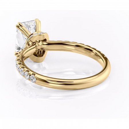 Inel de logodnă Vivienne din aur Galben 14kt cu moissanite tăietură radiantă – Montură pavé rafinată pentru profil înalt | Personalizează și configurează gratuit online [3]