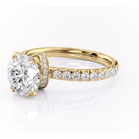 Inel de logodnă Vivienne din aur Galben 14kt cu moissanite tăietură rotundă – Montură pavé rafinată pentru profil înalt | Personalizează și configurează gratuit online [6]