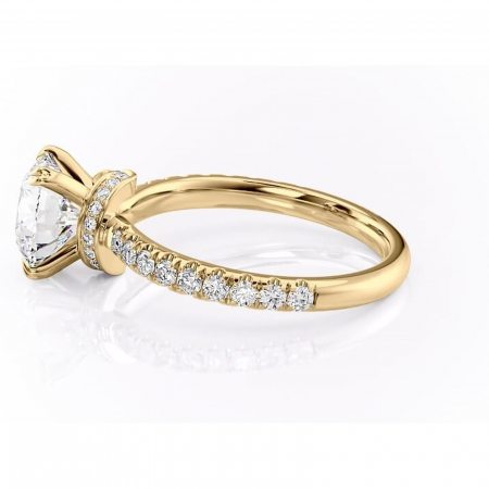 Inel de logodnă Vivienne din aur Galben 14kt cu moissanite tăietură rotundă – Montură pavé rafinată pentru profil înalt | Personalizează și configurează gratuit online [5]
