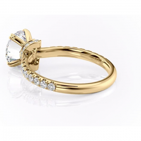Inel de logodnă Vivienne din aur Galben 14kt cu moissanite tăietură rotundă – Montură pavé rafinată pentru profil înalt | Personalizează și configurează gratuit online [4]