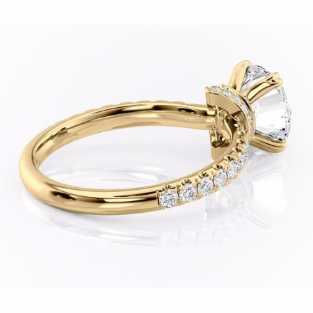 Inel de logodnă Vivienne din aur Galben 14kt cu moissanite tăietură rotundă – Montură pavé rafinată pentru profil înalt | Personalizează și configurează gratuit online [2]