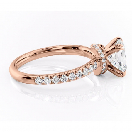 Inel de logodnă Vivienne din aur Rose 14kt cu moissanite tăietură asscher – Montură pavé rafinată pentru profil înalt | Personalizează și configurează gratuit online [1]