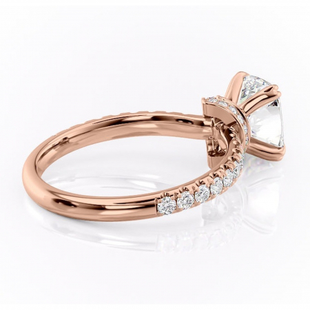 Inel de logodnă Vivienne din aur Rose 14kt cu moissanite tăietură asscher – Montură pavé rafinată pentru profil înalt | Personalizează și configurează gratuit online [2]