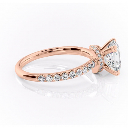 Inel de logodnă Vivienne din aur Rose 14kt cu moissanite tăietură asscher – Montură pavé rafinată pentru profil înalt | Personalizează și configurează gratuit online [1]