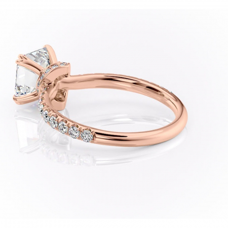 Inel de logodnă Vivienne din aur Rose 14kt cu moissanite tăietură asscher – Montură pavé rafinată pentru profil înalt | Personalizează și configurează gratuit online [4]