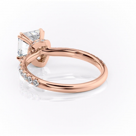 Inel de logodnă Vivienne din aur Rose 14kt cu moissanite tăietură asscher – Montură pavé rafinată pentru profil înalt | Personalizează și configurează gratuit online [3]