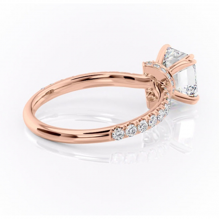 Inel de logodnă Vivienne din aur Rose 14kt cu moissanite tăietură asscher – Montură pavé rafinată pentru profil înalt | Personalizează și configurează gratuit online [2]