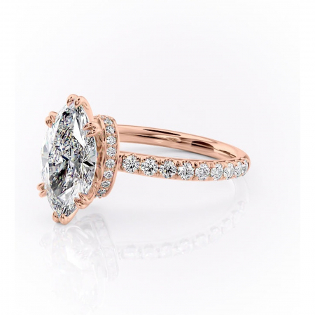 Inel de logodnă Vivienne din aur Rose 14kt cu moissanite tăietură marquise – Montură pavé rafinată pentru profil înalt | Personalizează și configurează gratuit online [6]