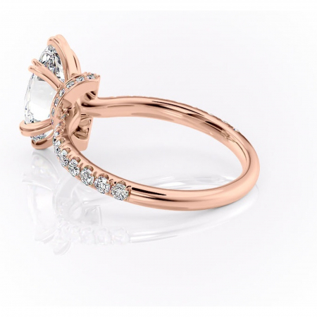 Inel de logodnă Vivienne din aur Rose 14kt cu moissanite tăietură marquise – Montură pavé rafinată pentru profil înalt | Personalizează și configurează gratuit online [4]