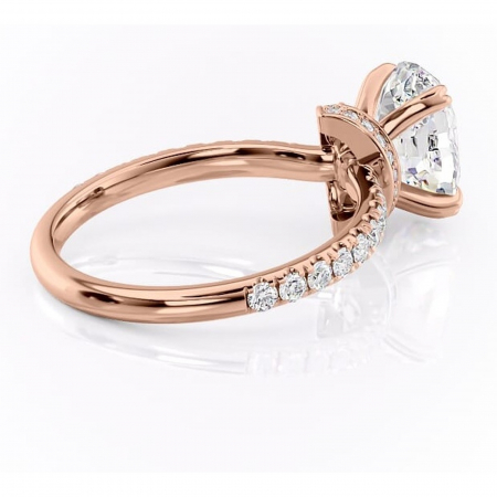 Inel de logodnă Vivienne din aur Rose 18kt cu moissanite tăietură ovală – Montură pavé rafinată pentru profil înalt | Personalizează și configurează gratuit online [2]