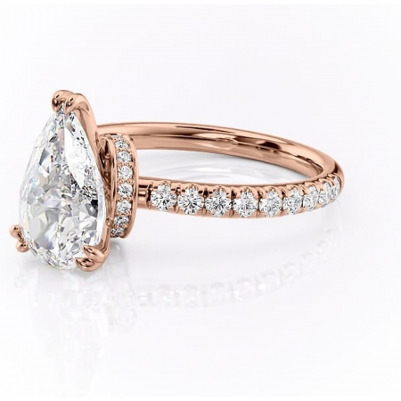 Inel de logodnă Vivienne din aur Rose 18kt cu moissanite tăietură pară – Montură pavé rafinată pentru profil înalt | Personalizează și configurează gratuit online [6]