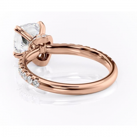 Inel de logodnă Vivienne din aur Rose 18kt cu moissanite tăietură pernă – Montură pavé rafinată pentru profil înalt | Personalizează și configurează gratuit online [3]