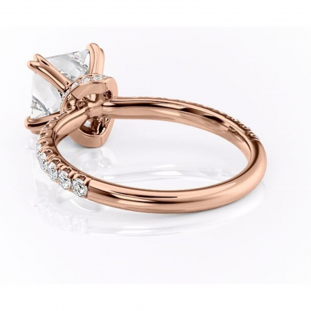 Inel de logodnă Vivienne din aur Rose 14kt cu moissanite tăietură princess – Montură pavé rafinată pentru profil înalt | Personalizează și configurează gratuit online [3]