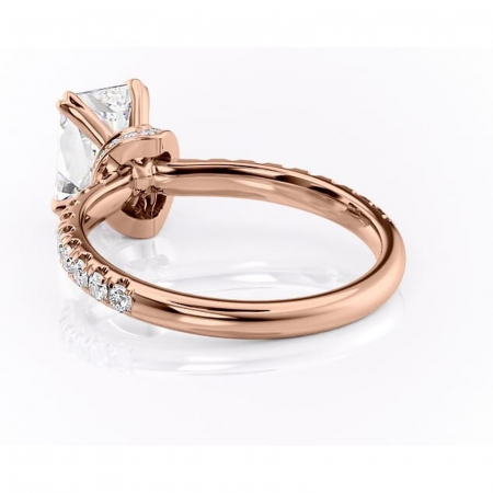 Inel de logodnă Vivienne din aur Rose 18kt cu moissanite tăietură radiantă – Montură pavé rafinată pentru profil înalt | Personalizează și configurează gratuit online [3]