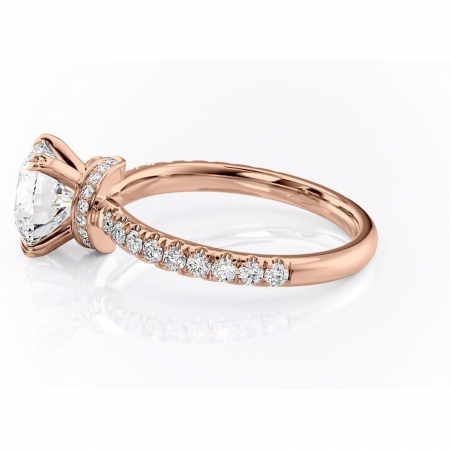 Inel de logodnă Vivienne din aur Rose 14kt cu moissanite tăietură rotundă – Montură pavé rafinată pentru profil înalt | Personalizează și configurează gratuit online [5]