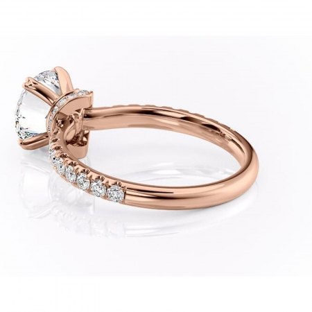 Inel de logodnă Vivienne din aur Rose 14kt cu moissanite tăietură rotundă – Montură pavé rafinată pentru profil înalt | Personalizează și configurează gratuit online [4]