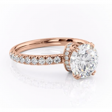 Alege dupa Culoare - Inel de logodnă Vivienne din aur Rose 14kt cu moissanite tăietură rotundă – Montură pavé rafinată pentru profil înalt | Personalizează și configurează gratuit online