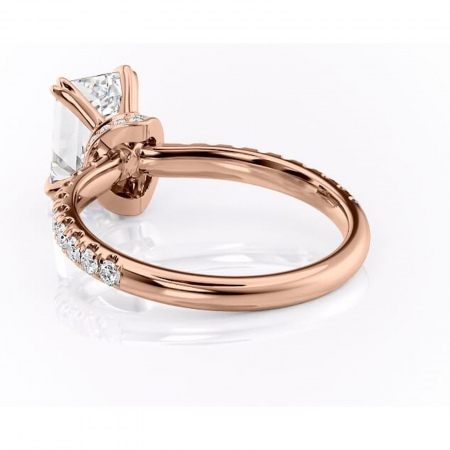 Inel de logodnă Vivienne din aur Rose 14kt cu moissanite tăietură smarald – Montură pavé rafinată pentru profil înalt | Personalizează și configurează gratuit online [3]