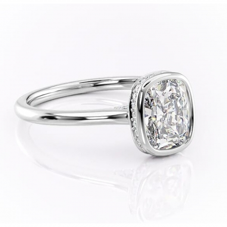 Pernă alungită - Inel de logodnă Wisteria din aur Alb 14kt cu moissanite tăietură asscher – Solitar rafinată pentru profil înalt | Personalizează și configurează gratuit online