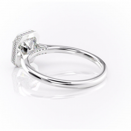 Inel de logodnă Wisteria din aur Alb 14kt cu moissanite tăietură asscher – Solitar rafinată pentru profil înalt | Personalizează și configurează gratuit online [4]