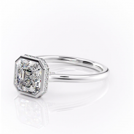 Inel de logodnă Wisteria din aur Alb 14kt cu moissanite tăietură asscher – Solitar rafinată pentru profil înalt | Personalizează și configurează gratuit online [6]