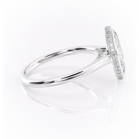 Inel de logodnă Wisteria din aur Alb 14kt cu moissanite tăietură marquise – Solitar rafinată pentru profil înalt | Personalizează și configurează gratuit online [1]