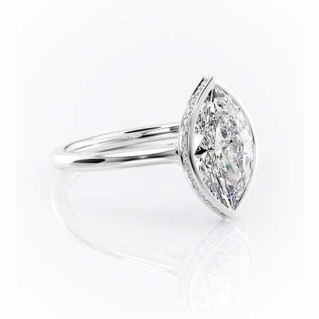 Marquise - Inel de logodnă Wisteria din aur Alb 14kt cu moissanite tăietură marquise – Solitar rafinată pentru profil înalt | Personalizează și configurează gratuit online