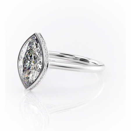 Inel de logodnă Wisteria din aur Alb 14kt cu moissanite tăietură marquise – Solitar rafinată pentru profil înalt | Personalizează și configurează gratuit online [6]