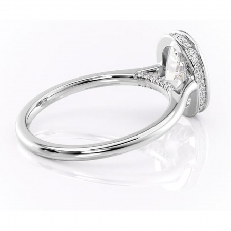 Inel de logodnă Wisteria din aur Alb 14kt cu moissanite tăietură ovală – Solitar rafinată pentru profil înalt | Personalizează și configurează gratuit online [2]