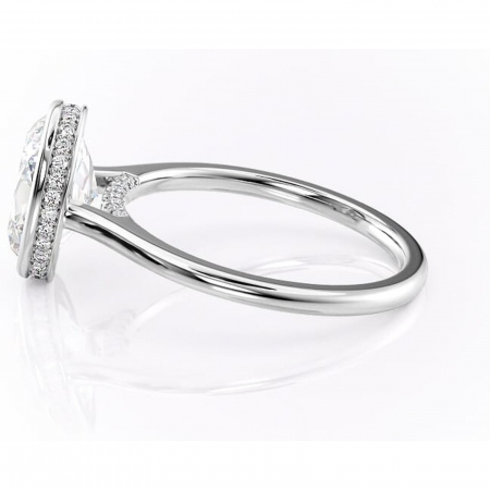 Inel de logodnă Wisteria din aur Alb 14kt cu moissanite tăietură ovală – Solitar rafinată pentru profil înalt | Personalizează și configurează gratuit online [5]