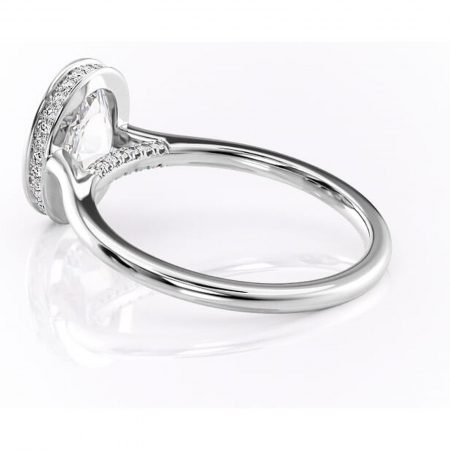 Inel de logodnă Wisteria din aur Alb 14kt cu moissanite tăietură ovală – Solitar rafinată pentru profil înalt | Personalizează și configurează gratuit online [4]