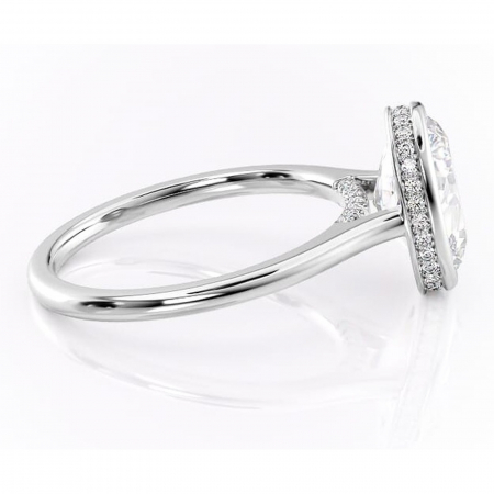 Inel de logodnă Wisteria din aur Alb 14kt cu moissanite tăietură ovală – Solitar rafinată pentru profil înalt | Personalizează și configurează gratuit online [1]