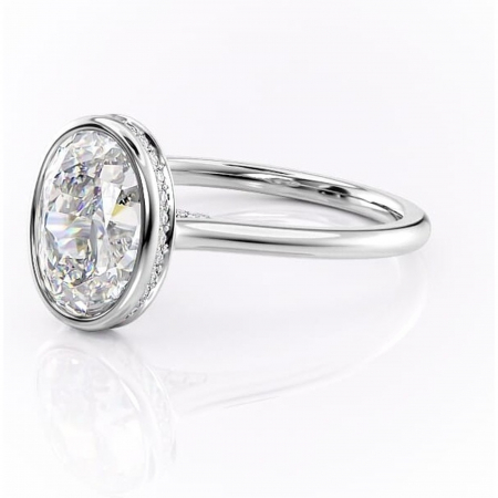 Inel de logodnă Wisteria din aur Alb 14kt cu moissanite tăietură ovală – Solitar rafinată pentru profil înalt | Personalizează și configurează gratuit online [6]