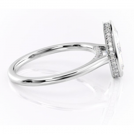 Inel de logodnă Wisteria din aur Alb 18kt cu moissanite tăietură pară – Solitar rafinată pentru profil înalt | Personalizează și configurează gratuit online [1]