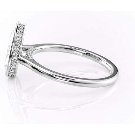 Inel de logodnă Wisteria din aur Alb 18kt cu moissanite tăietură pară – Solitar rafinată pentru profil înalt | Personalizează și configurează gratuit online [5]