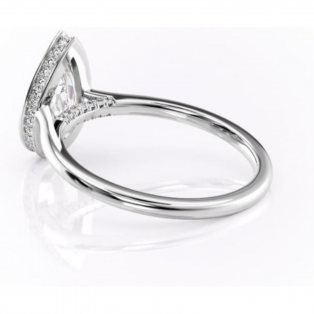 Inel de logodnă Wisteria din aur Alb 18kt cu moissanite tăietură pară – Solitar rafinată pentru profil înalt | Personalizează și configurează gratuit online [4]