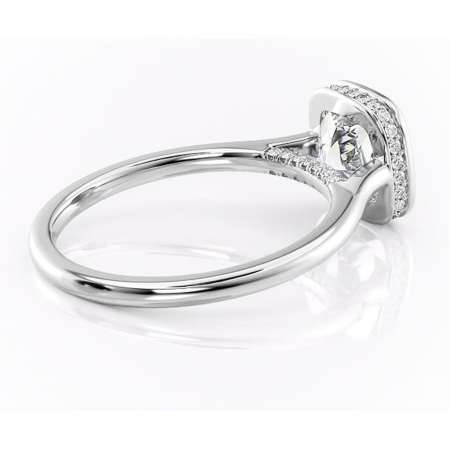 Inel de logodnă Wisteria din aur Alb 14kt cu moissanite tăietură pernă – Solitar rafinată pentru profil înalt | Personalizează și configurează gratuit online [2]