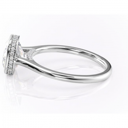 Inel de logodnă Wisteria din aur Alb 14kt cu moissanite tăietură pernă – Solitar rafinată pentru profil înalt | Personalizează și configurează gratuit online [5]