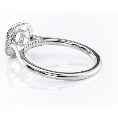 Inel de logodnă Wisteria din aur Alb 14kt cu moissanite tăietură pernă – Solitar rafinată pentru profil înalt | Personalizează și configurează gratuit online [4]