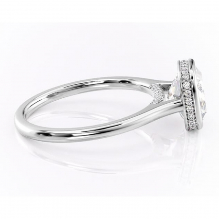 Inel de logodnă Wisteria din aur Alb 14kt cu moissanite tăietură pernă – Solitar rafinată pentru profil înalt | Personalizează și configurează gratuit online [1]