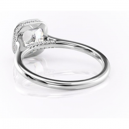 Inel de logodnă Wisteria din aur Alb 14kt cu moissanite tăietură pernă – Solitar rafinată pentru profil înalt | Personalizează și configurează gratuit online [3]