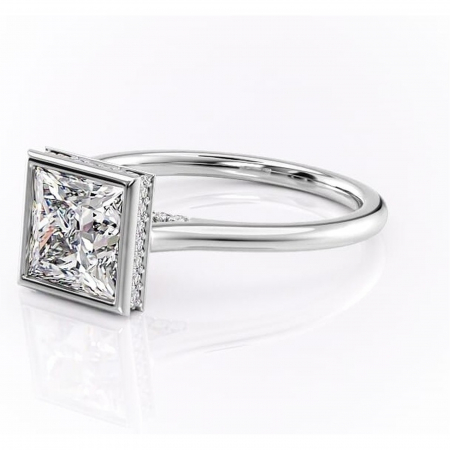 Inel de logodnă Wisteria din aur Alb 14kt cu moissanite tăietură princess – Solitar rafinată pentru profil înalt | Personalizează și configurează gratuit online [6]