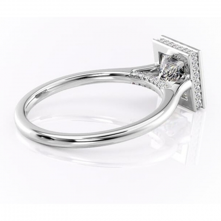 Inel de logodnă Wisteria din aur Alb 14kt cu moissanite tăietură princess – Solitar rafinată pentru profil înalt | Personalizează și configurează gratuit online [2]