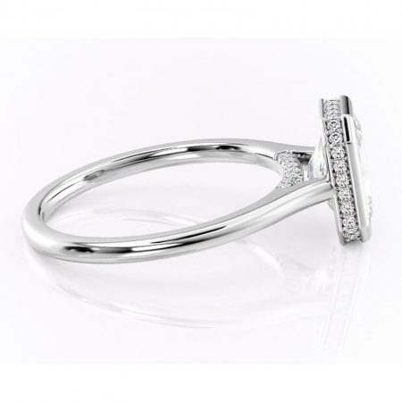 Inel de logodnă Wisteria din aur Alb 14kt cu moissanite tăietură radiantă – Solitar rafinată pentru profil înalt | Personalizează și configurează gratuit online [1]